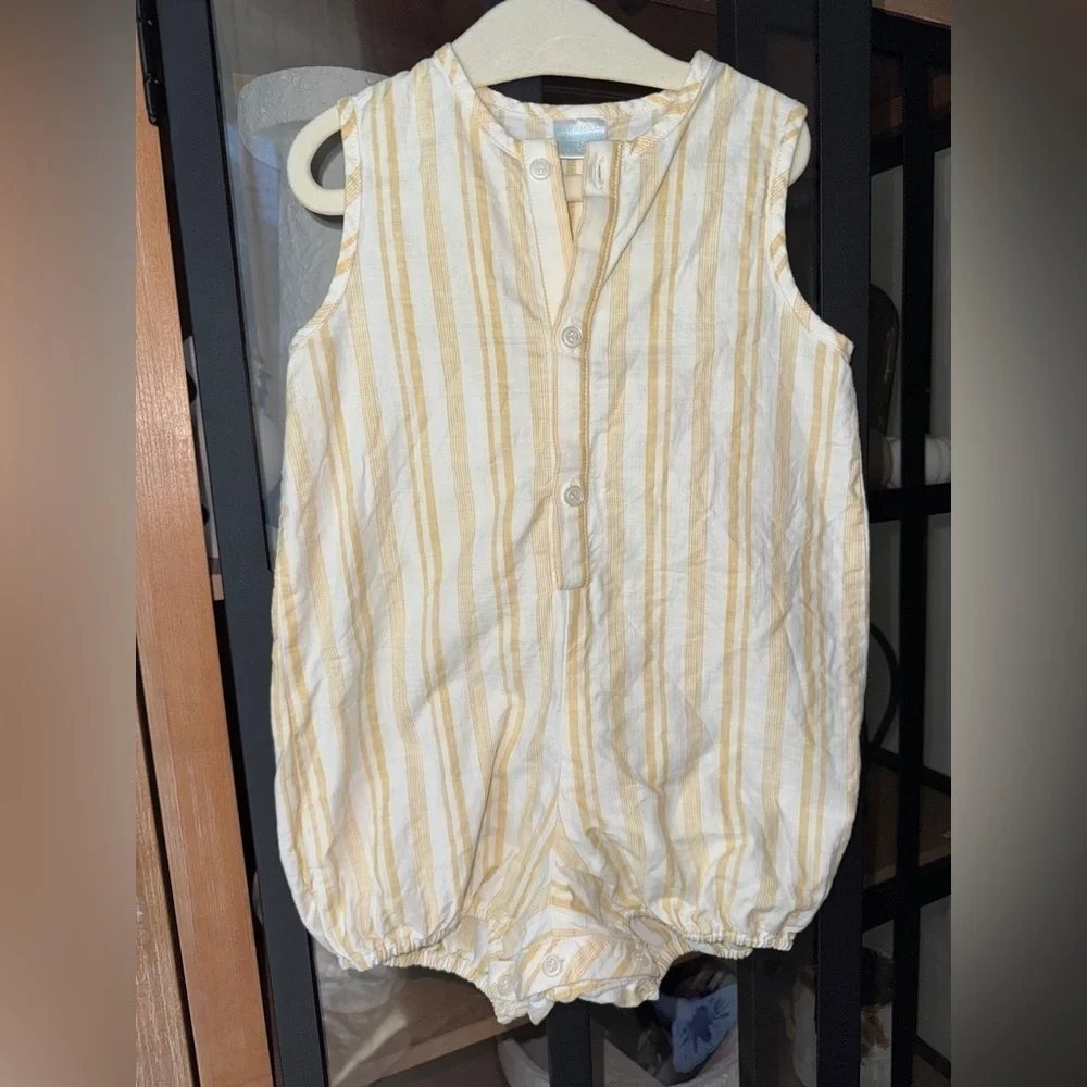 Edgehill Collection romper Baby Boy Sleeveless Stripped Shortall bubble onesie